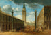 Vue de la Piazza San Marco vers le nord depuis la Piazzetta vers la tour de l'horloge, Venise - Luca Carlevarijs — vy av konstverket