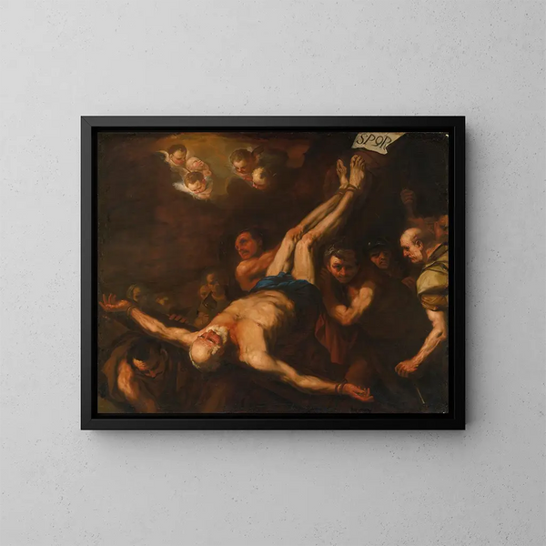 korsfästelsen av heliga Petrus - Luca Giordano — inramlat konstverk på väggen