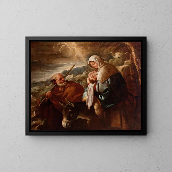 Flykten till Egypten - Luca Giordano — inramlat konstverk på väggen