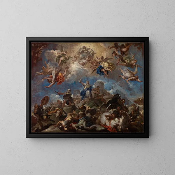 Judith som visar Holofernes huvud - Luca Giordano — inramlat konstverk på väggen