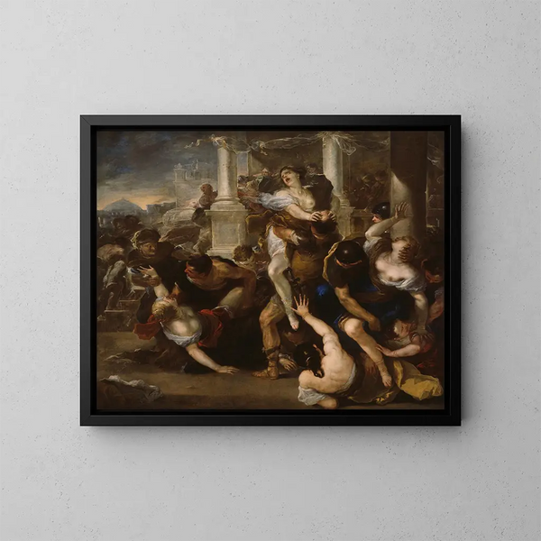 L'Enlèvement des Sabines - Luca Giordano — inramlat konstverk på väggen