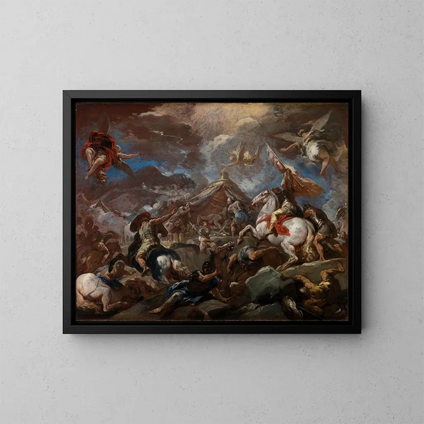 La découverte du corps d'Holoferne - Luca Giordano — inramlat konstverk på väggen