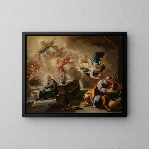 Le rêve de saint Joseph - Luca Giordano — inramlat konstverk på väggen