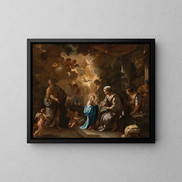 L'Éducation de la Vierge - Luca Giordano — inramlat konstverk på väggen