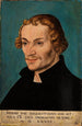 Porträtt av reformatorn Philipp Melanchthon - Lucas Cranach den äldre — inramlat konstverk på väggen