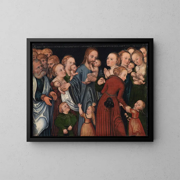 Le Christ bénissant les enfants - Lucas Cranach l'Ancien — inramlat konstverk på väggen