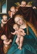 jungfru Maria med det unge Sankt Johannes Döparen och änglar - Lucas Cranach den äldre — vy av konstverket