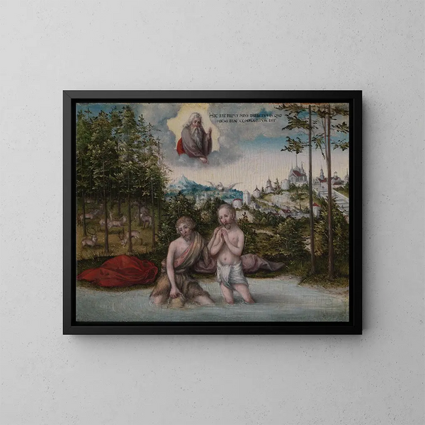 Le Baptême du Christ - Lucas Cranach l'Ancien — inramlat konstverk på väggen