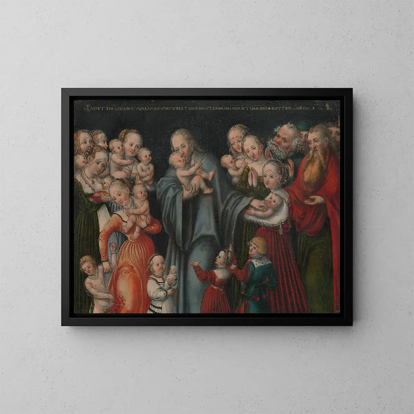 Le Christ bénissant les enfants - Lucas Cranach le Jeune — inramlat konstverk på väggen