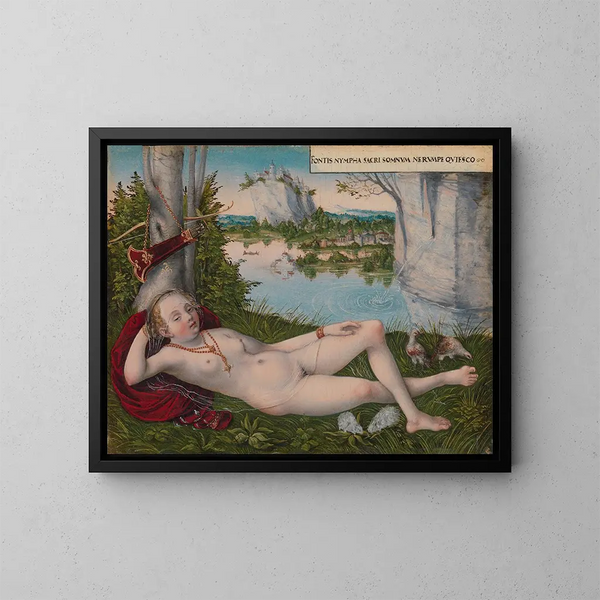 Nymphe du Printemps - Lucas Cranach le Jeune — inramlat konstverk på väggen