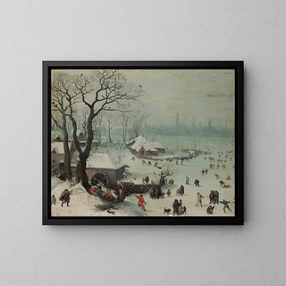 vinterlandskap med snöfall nära Antwerpen - Lucas van Valckenborch — inramlat konstverk på väggen