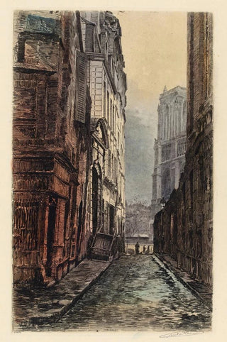 Lucien Marcelin Gautier - La rue Saint Julien Le Pauvre et une partie de lglise.webp