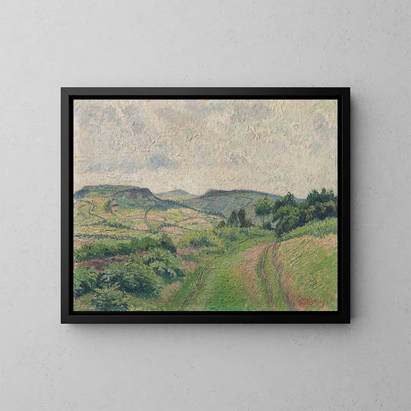 ett böljande landskap - Lucien Pissarro — inramlat konstverk på väggen