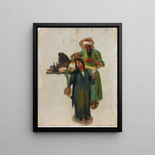 Ludwig Deutsch - Study Of A Man And A Girl Holding A Bowl.webp