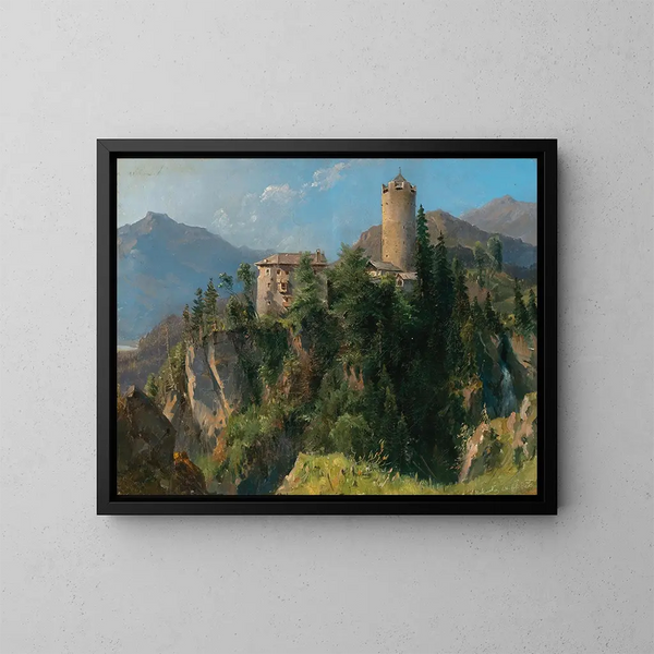 Vue du château de Klamm près d'Imst dans la vallée de l'Inn en Tyrol - Ludwig Halauska — inramlat konstverk på väggen