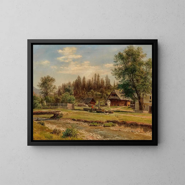Vue sur le village de Tutschach près d'Aflenz - Ludwig Halauska — inramlat konstverk på väggen