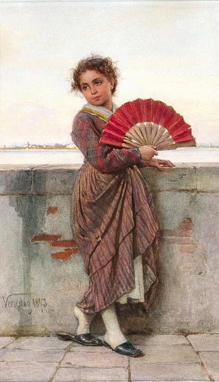 Ludwig Johann Passini - A young Venetian woman with a fan.webp