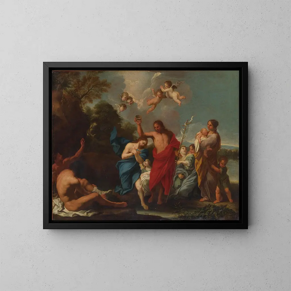 Le Baptême du Christ - Luigi Garzi — inramlat konstverk på väggen