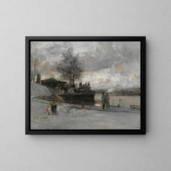 Quai vid Seine, Paris - Luigi Loir — inramlat konstverk på väggen