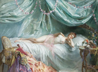 Le sommeil de Manon - Madeleine Jeanne Lemaire — vy av konstverket