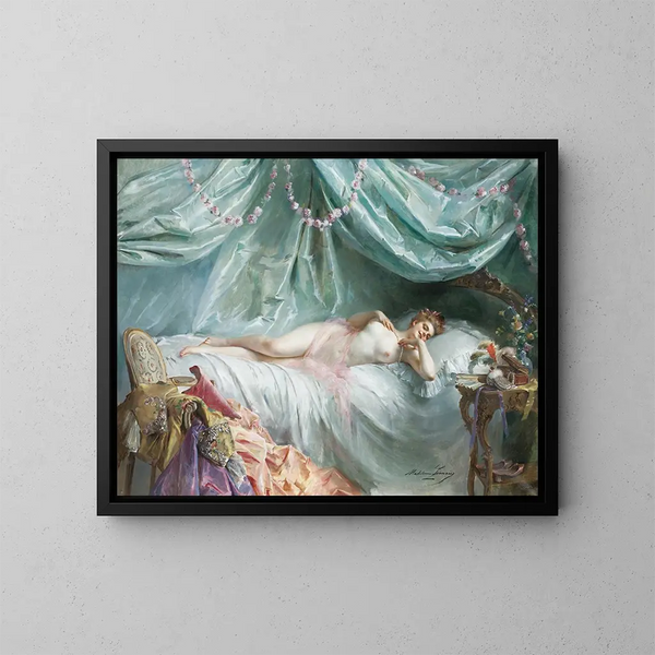 Le sommeil de Manon - Madeleine Jeanne Lemaire — inramlat konstverk på väggen