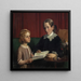 Mademoiselle Annette Hage 1814-1857 visar sin brorson Hother Hage 1849-1904 en bok om växter - Wilhelm Marstrand — inramlat konstverk på väggen