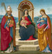 Madone och Barn med Saint Juste de Volterra och Sainte Marguerite d'Antioche - Bastiano Mainardi — vy av konstverket