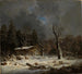 skogshus i vinterskogen - Heinrich Brückel — vy av konstverket