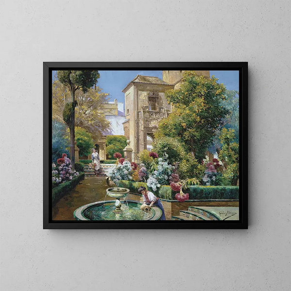 Les jardins de l'Alcazar de Séville - Manuel García y Rodríguez — inramlat konstverk på väggen