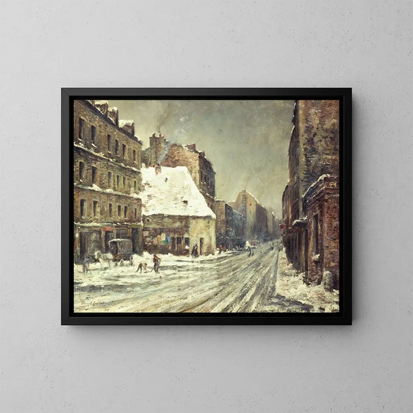 La Rue du Mont-Cenis, snöeffekt - Léon Cogniet — inramlat konstverk på väggen