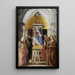 Jungfru Maria med barnet med helgonen Katarina, Franciskus av Assisi, Johannes Döparen, Johannes Evangelist, Antoni av Padua och Maria Magdalena - Marcello Fogolino — inramlat konstverk på väggen