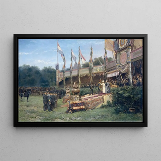 Mari ten Kate - Uitreiking van het Lombokkruis door Koningin Wilhelmina op het Malieveld in Den Haag 6 juli 1895.webp