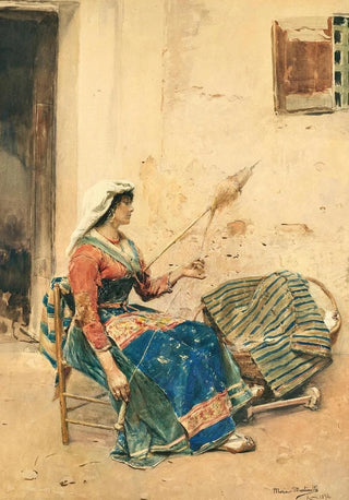 Maria Martinetti - An Italian female flaxmiller in a traditional costume.webp
