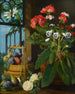En stilleben med blommor i kruka och frukt - Marian Chase — vy av konstverket