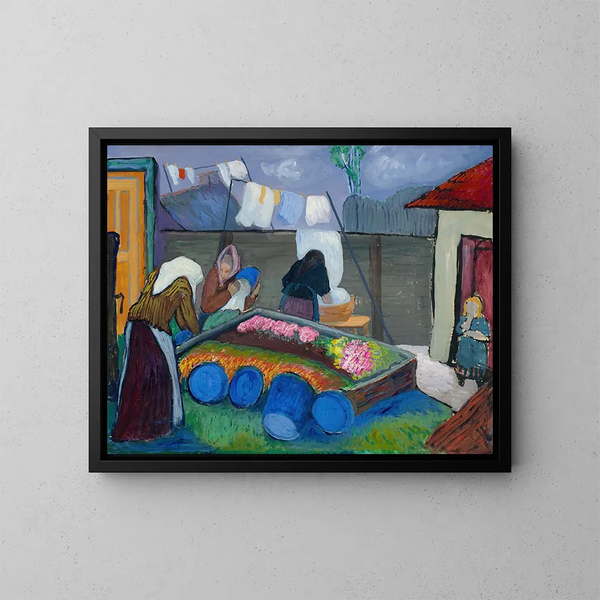 Les blanchisseuses - Marianne von Werefkin — inramlat konstverk på väggen