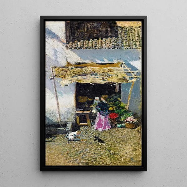 Mariano Fortuny Marsal - Jeune femme la jupe lilas devant une choppe de lgumes.webp
