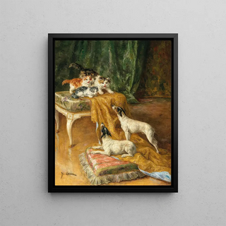 MarieYvonne Laur - Two Jack Russells and Three Kittens.webp