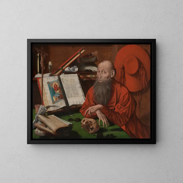 Saint Jérôme - Marinus van Reymerswaele — inramlat konstverk på väggen