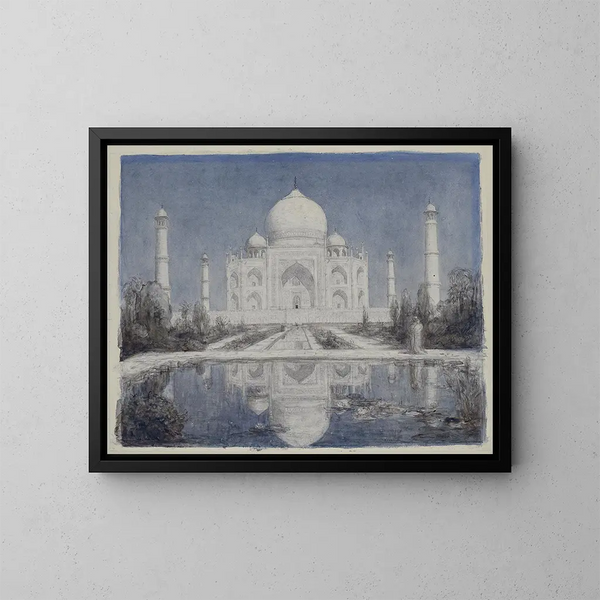 Taj Mahal vid månljus - Marius Bauer — inramlat konstverk på väggen