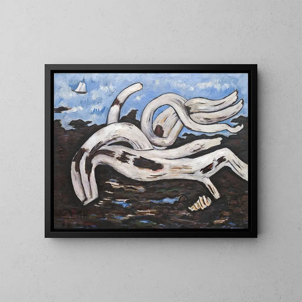 flytande trä på Bagaduce - Marsden Hartley — inramlat konstverk på väggen