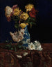 still life med krysantemum i en orientalisk vas - Martha West Bare — vy av konstverket