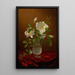 Roses Cherokee i en glasvas - Martin Johnson Heade — inramlat konstverk på väggen