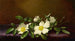 Roses Cherokee sur un tissu violet - Martin Johnson Heade — vy av konstverket