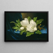 jättemagnolior på ett blått sammetstyg - Martin Johnson Heade — inramlat konstverk på väggen