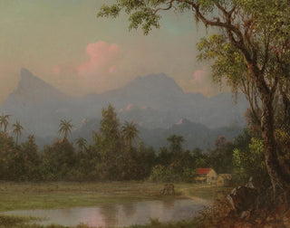 en sydamerikansk scen med en stuga - Martin Johnson Heade — vy av konstverket