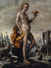Bacchus-målning med ett dricksglas tillsammans med en satyr - Martin Schermus — vy av konstverket
