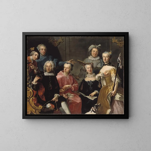 Ulrika Lovisa Tessin, Carl Gustaf Tessin, Erik Sparre, Johan Gabriel Sack, Nils Bielke, Eva Bielke och Hedvig Elisabet Sack - Martin van Meytens — inramlat konstverk på väggen