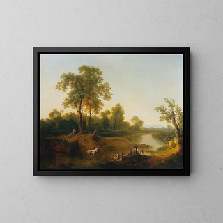 Martin von Molitor - Reiter und Fischer in einer Flusslandschaft.webp