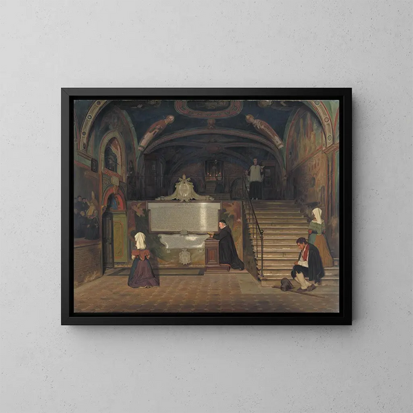 La crypte du monastère de San Benedetto à Subiaco en Italien - Martinus Rørbye — inramlat konstverk på väggen