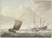 Mer agitée avec des navires, drapeau jaune avec lion doré - Martinus Schouman — vy av konstverket